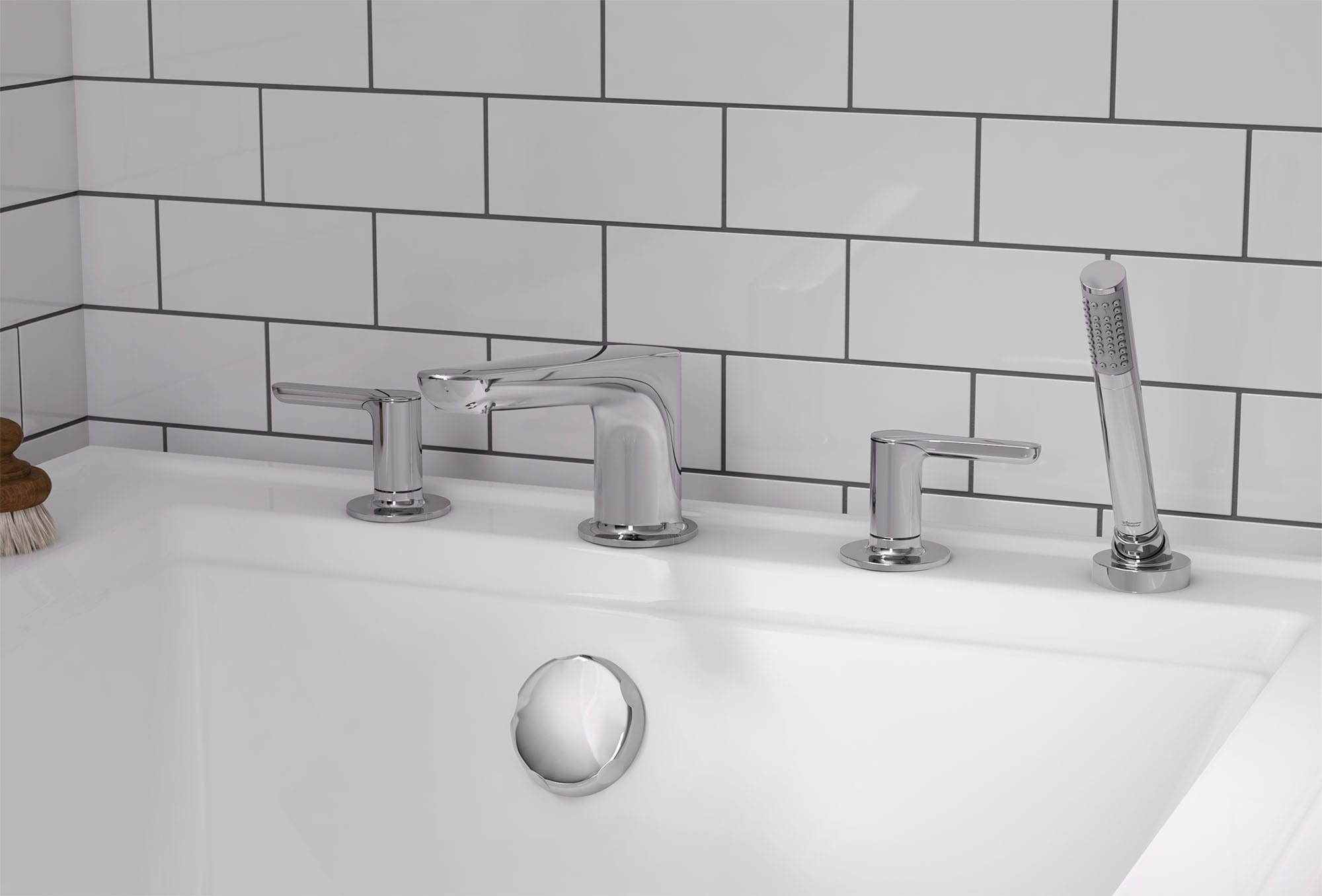 Studio S  Bathtub Faucet With Lever Handles and Personal Shower for Flash Rough In Valve CHROME